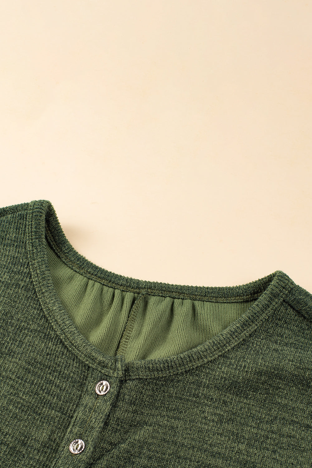 Jungle Green Textured Side Pockets Buttoned Wide Leg Jumpsuit
