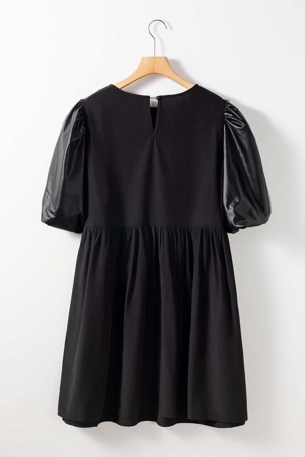 Black Plus Size Half Puff Sleeve Swing Dress