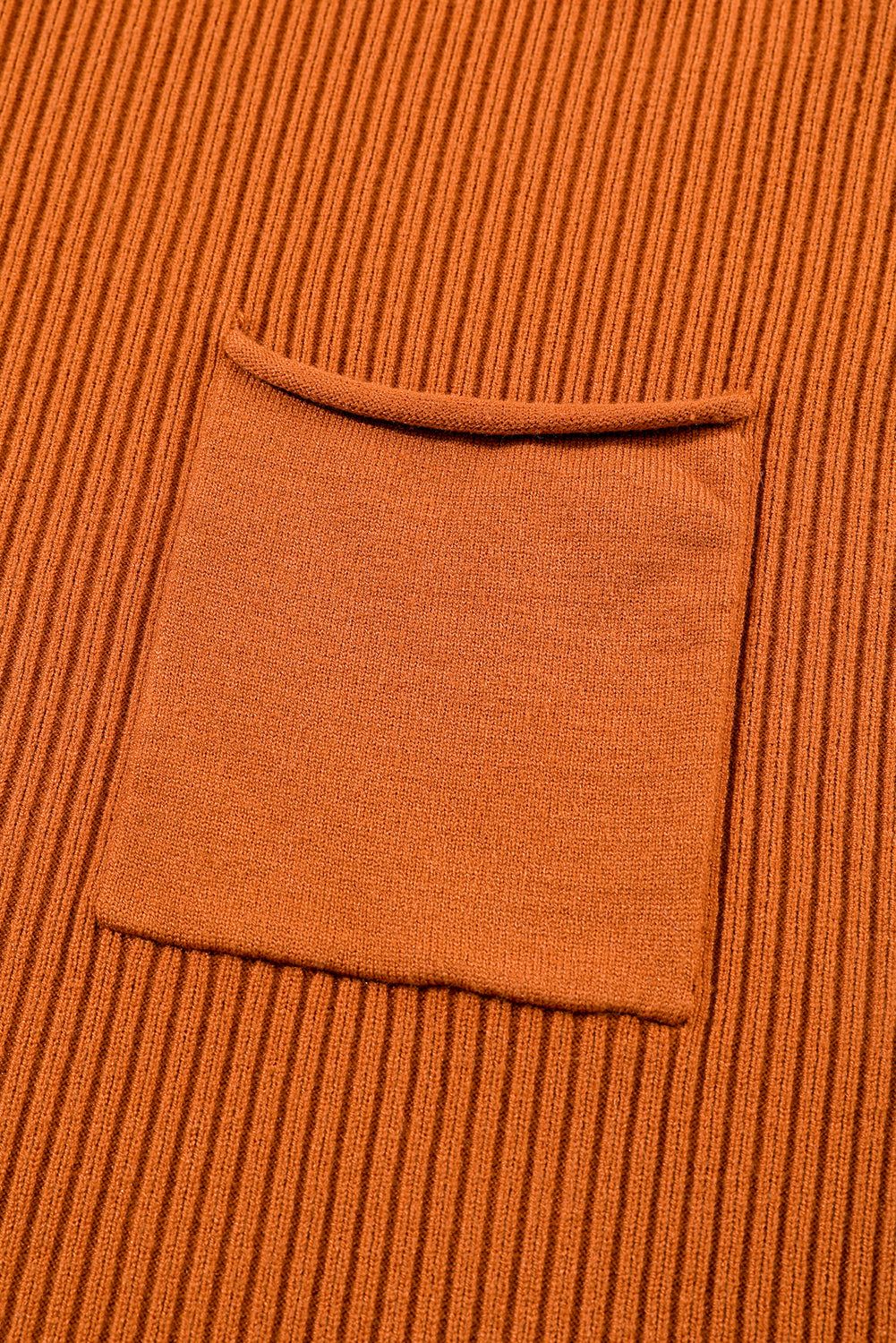 Gold Flame Patch Pocket Ribbed Knit Short Sleeve Sweater