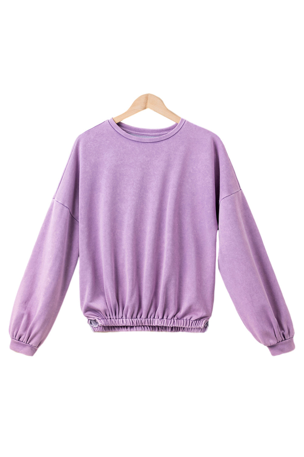 Wisteria Mineral Wash Drop Shoulder Casual Sweatshirt