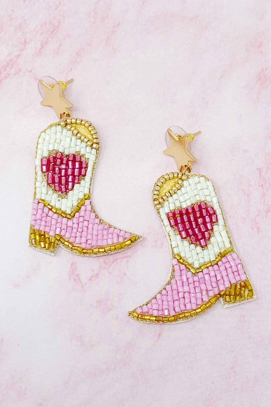 Heart My Cowgirl Boots Earrings
