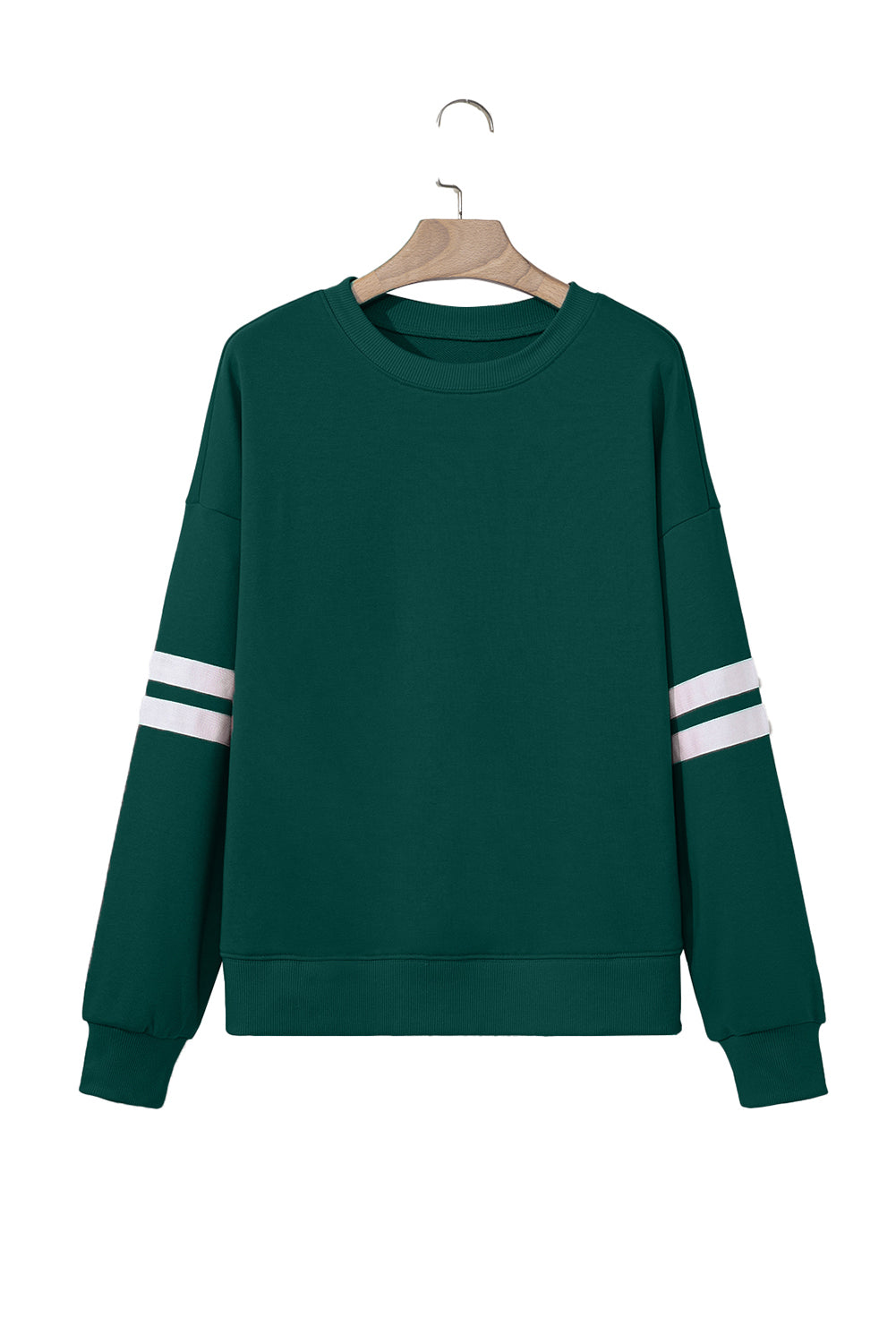 Evergreen Varsity Striped Detail Drop Shoulder Oversized Sweatshirt