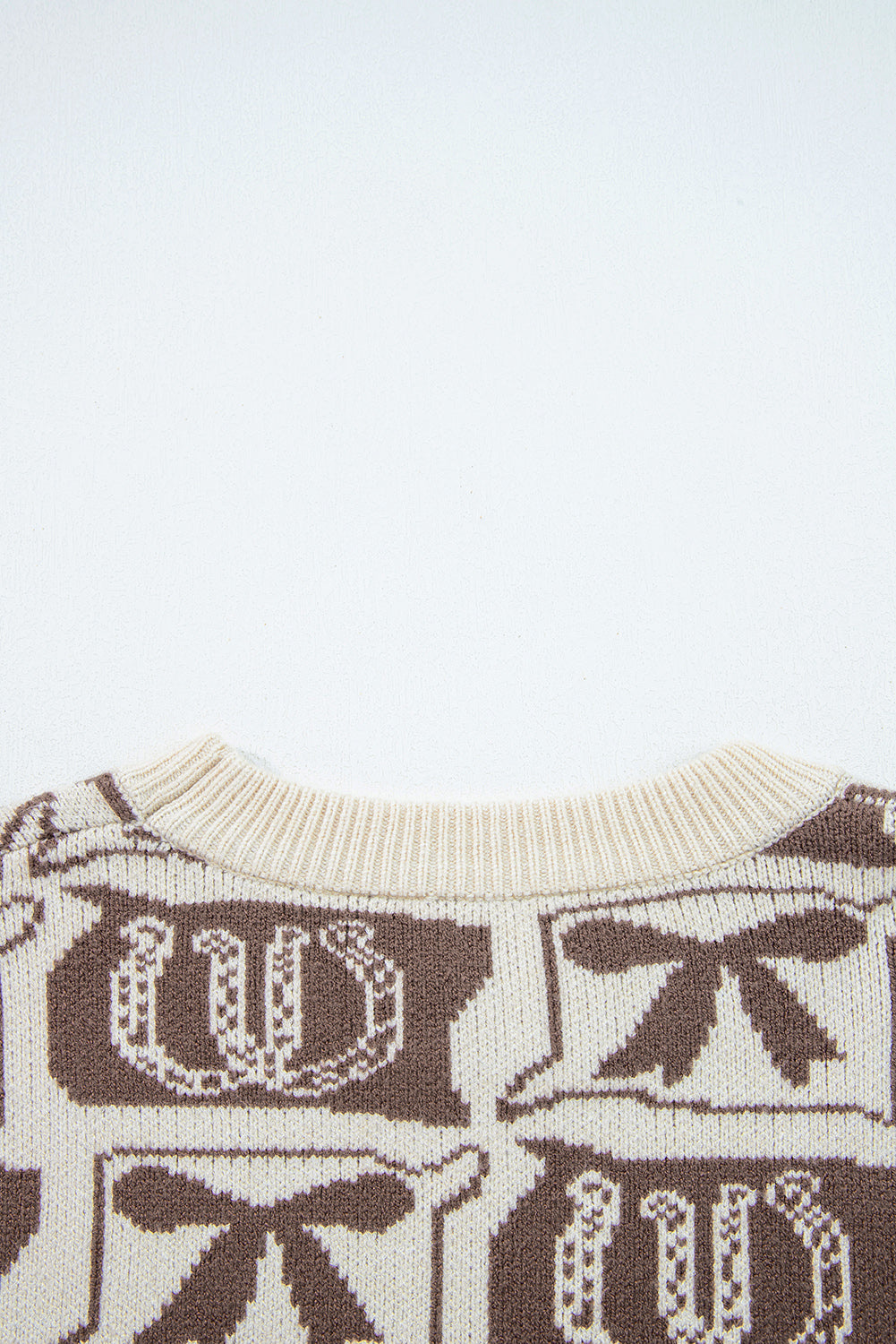 Brown Bows & Horseshoes Pattern Western Fashion Print Sweater
