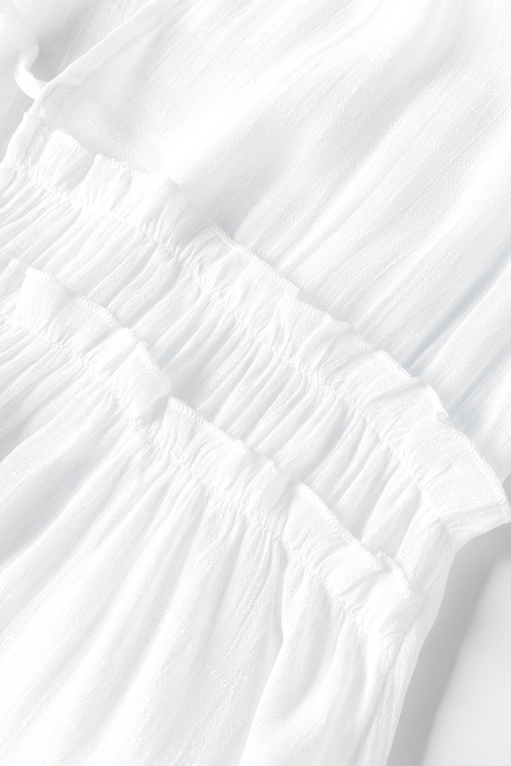 White Half Sleeve Ruffled High Low Kimono
