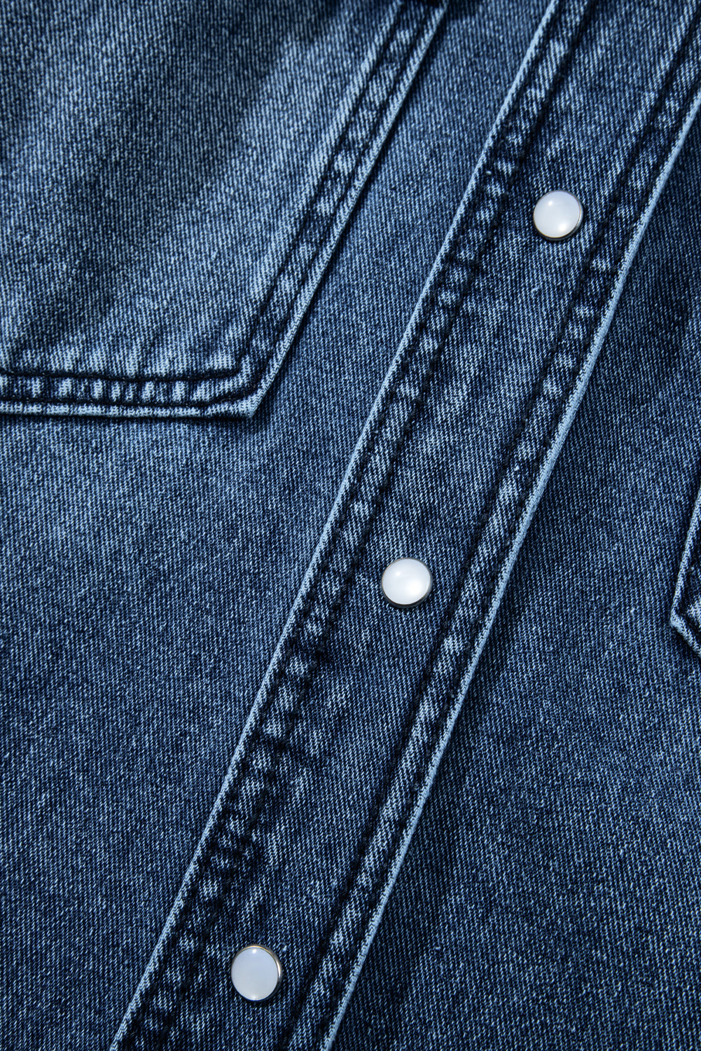 Sail Blue Flap Pocket Snap Button Wash Denim Shacket