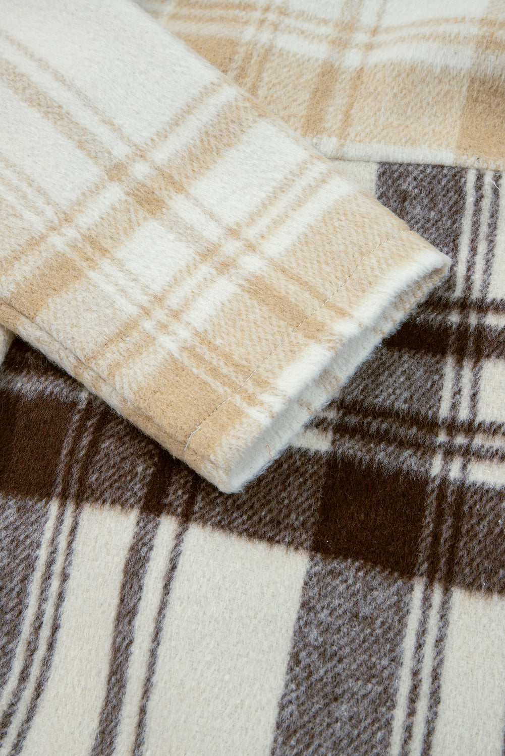 Multicolour Plaid Patchwork Side Pockets Buttoned Shacket