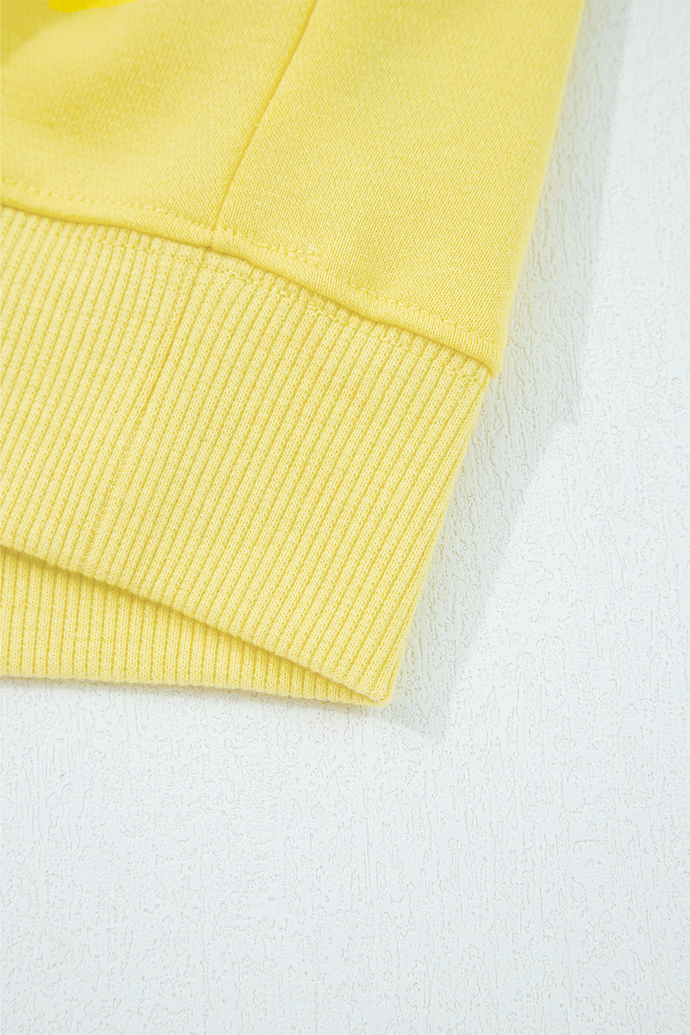 Yellow Cream Drop Shoulder Puff Sleeve Crop Pullover Drawstring Wide Leg Pants Set