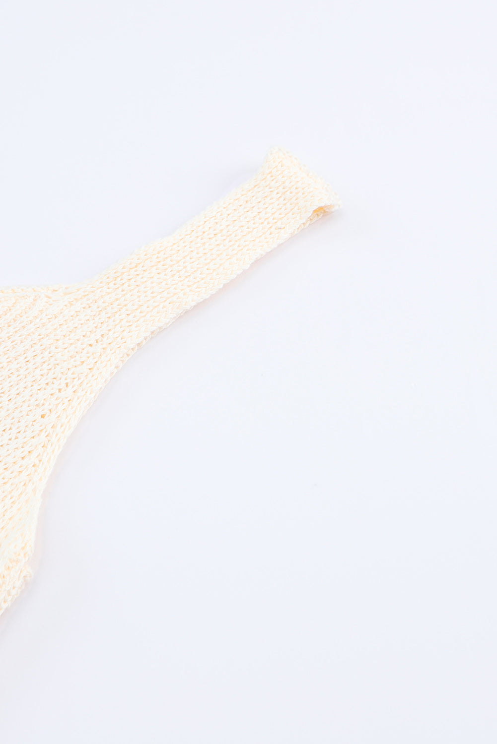 Beige Crochet Ruffled Hem Knitted Vest