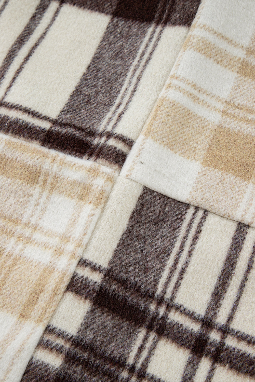 Multicolour Plaid Patchwork Side Pockets Buttoned Shacket