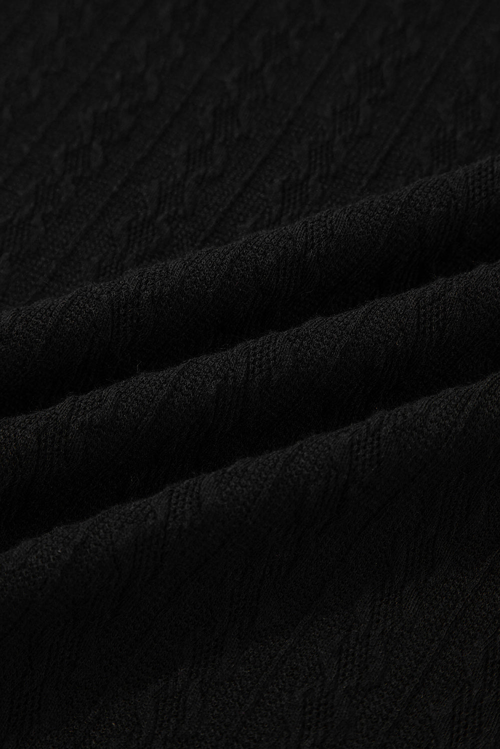 Black Textured Chest Pocket Long Sleeve Top 2Pcs Pants Set