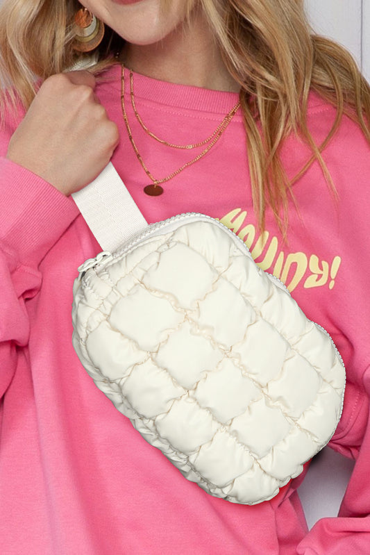 Beige fluffy crossbody bag