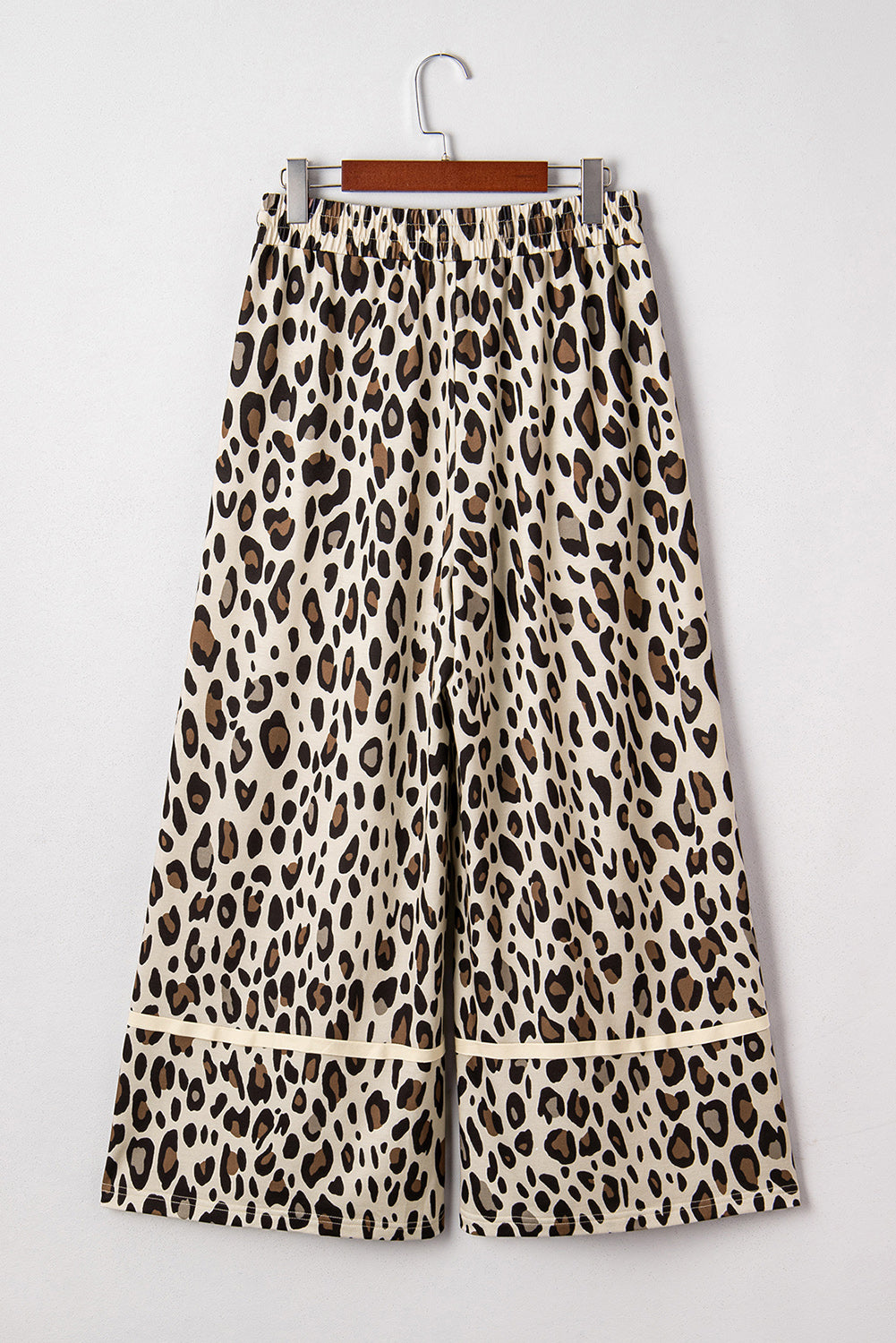 Khaki Leopard Wide Leg Cropped Pants