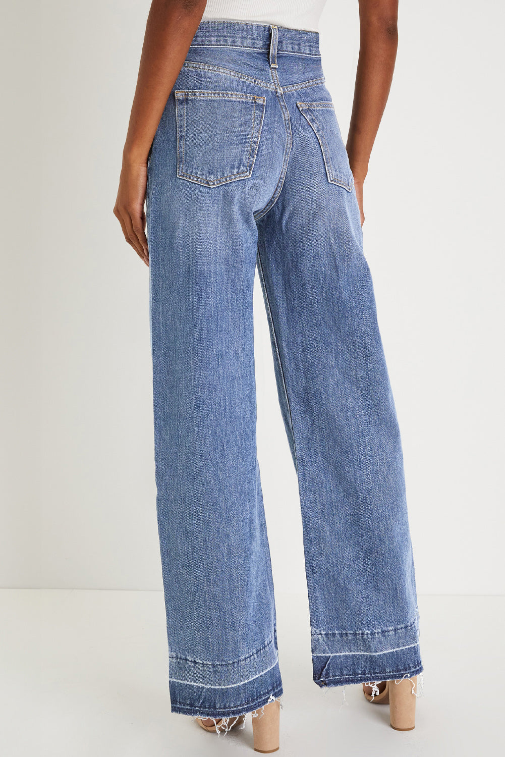 Dusk Blue Raw Hem Unique Cuffs Straight High Rise Loose Jeans