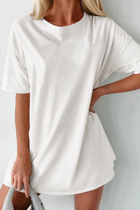 White color round neck basic tunic