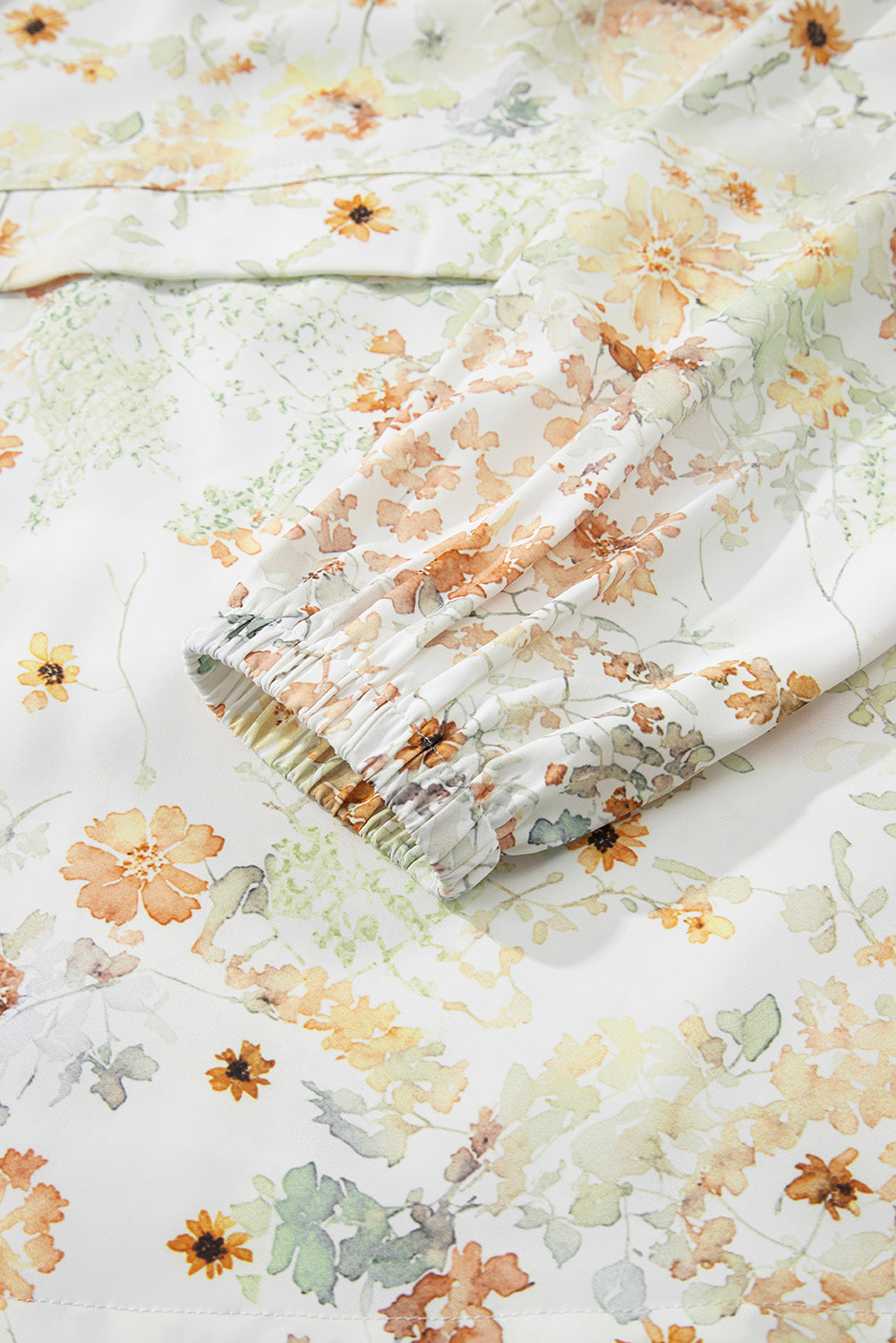 Yellow Floral Print Half Zip Hooded Long Sleeve Top