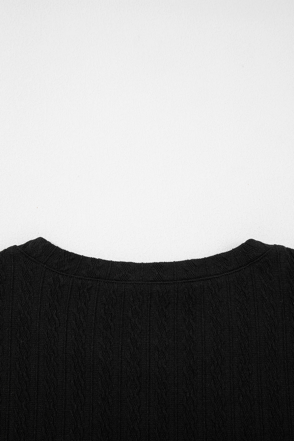 Black Textured Chest Pocket Long Sleeve Top 2Pcs Pants Set