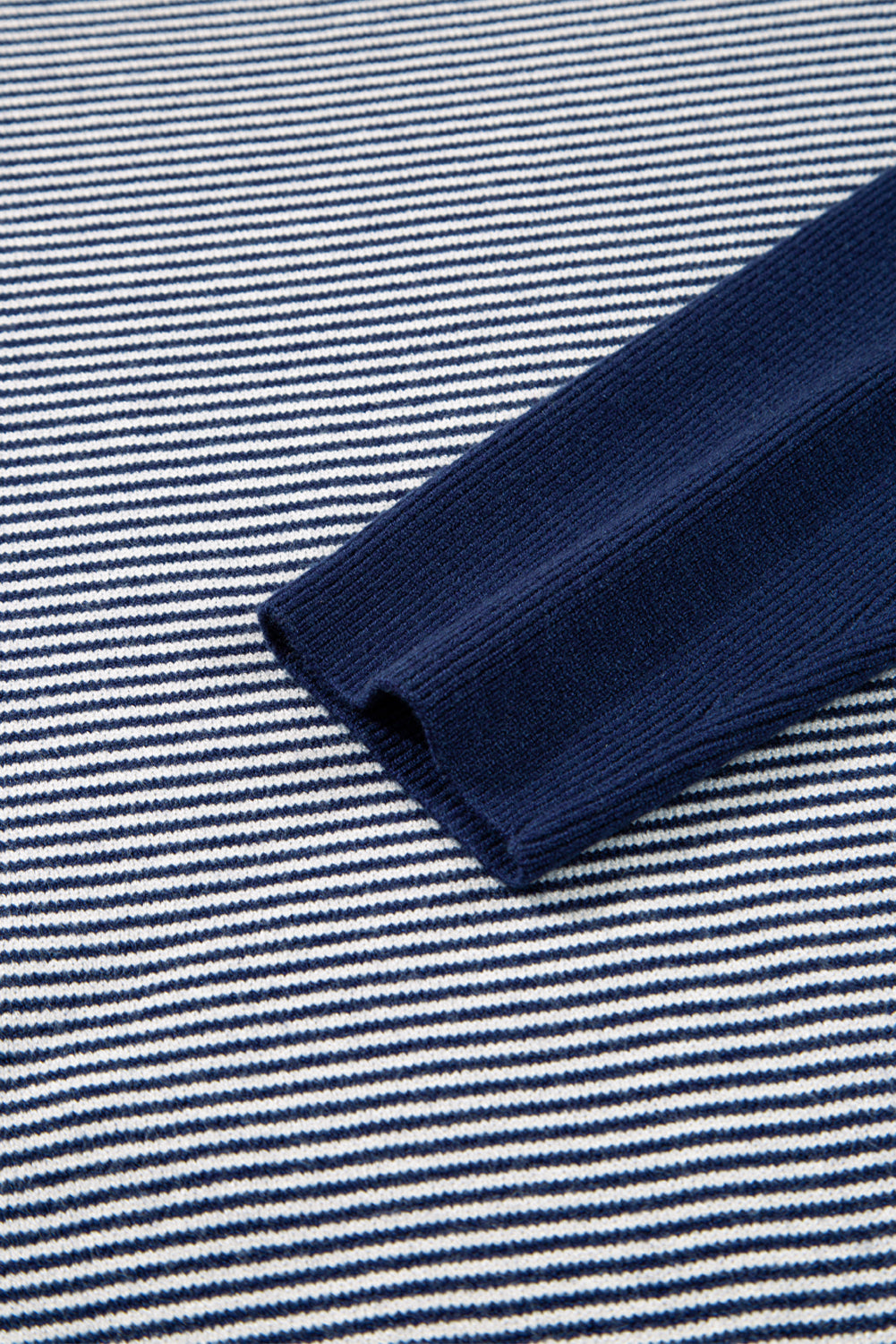 Blue Stripe Color Block Patchwork Dolman Oversize Tunic Sweater