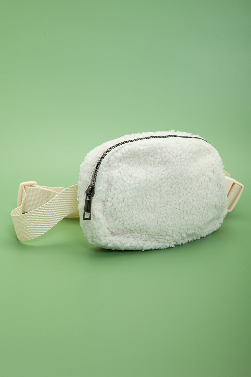 White Sherpa Adjustable Strap Crossbody Bag