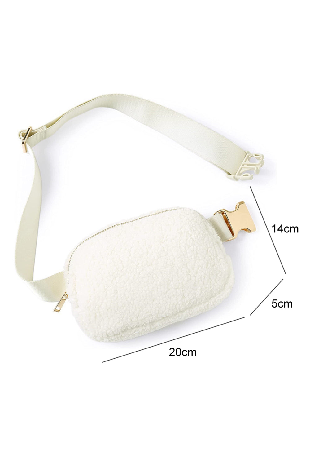 White Sherpa Adjustable Strap Crossbody Bag