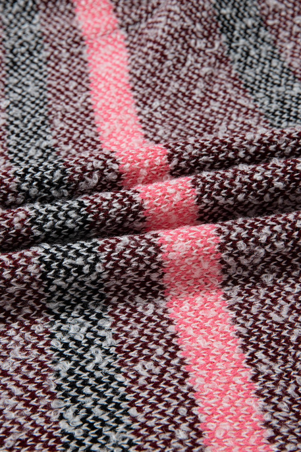 Multicolour Color Block Striped Side Slit Open Front Cardigan