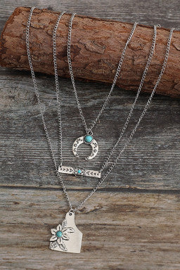 Silver Vintage Multi-layer Turquoise Western Fashion Necklace